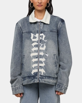 Saint Morta Gothic Distressed Denim Jacket Dirty Denim Train Construct