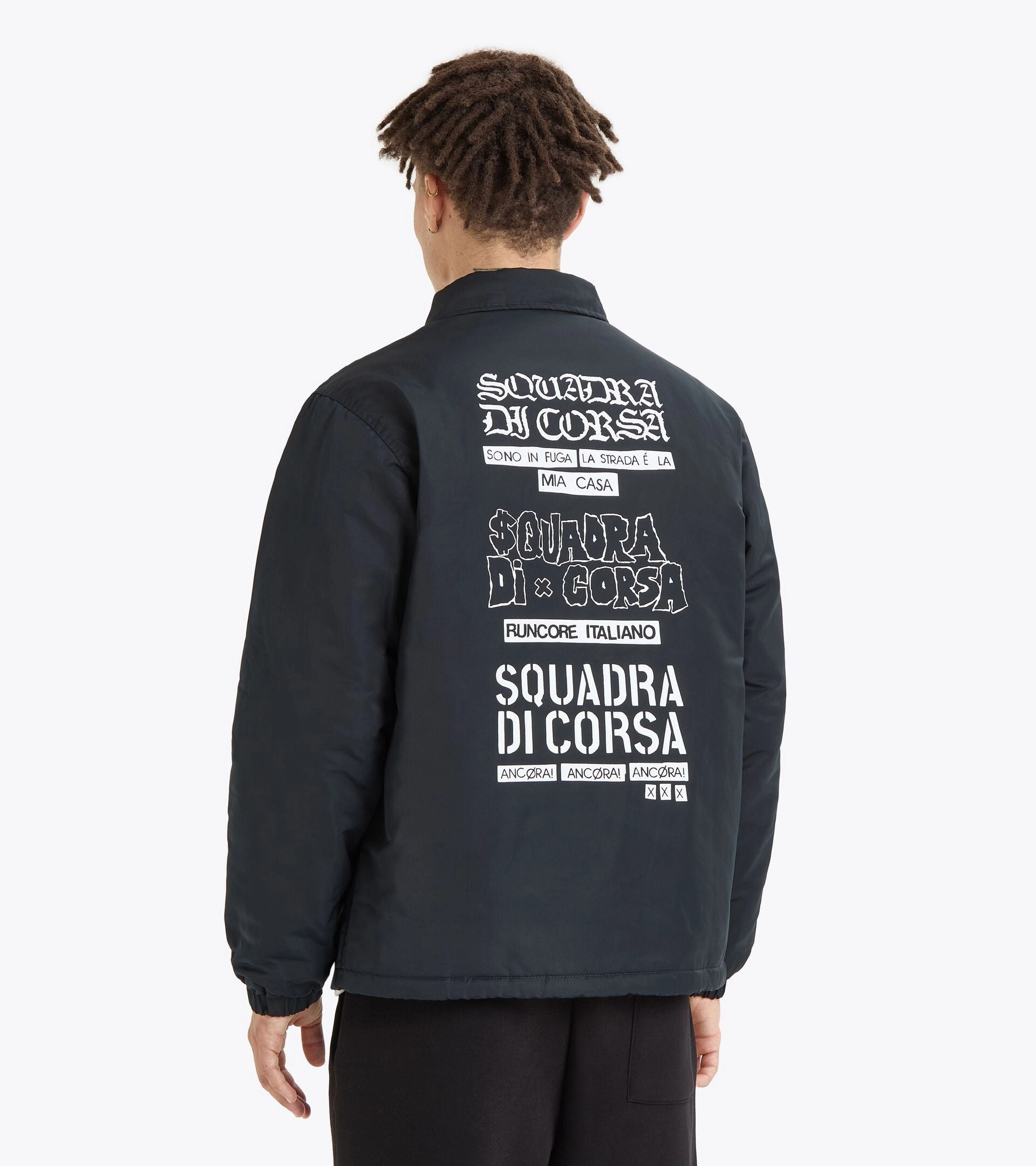 Reflective accents Diadora Jacket Coach Sqdc 'Black'