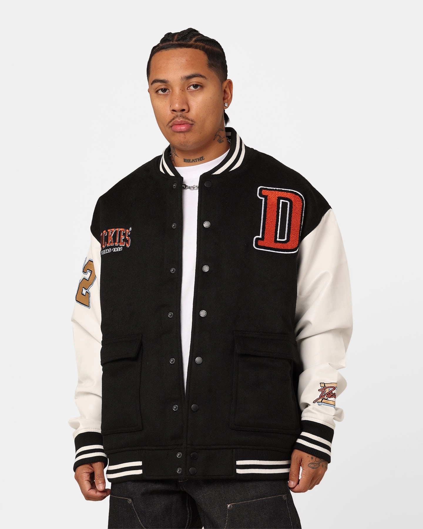 Dickies Letters Jacket Black Hidden Zipper Closure