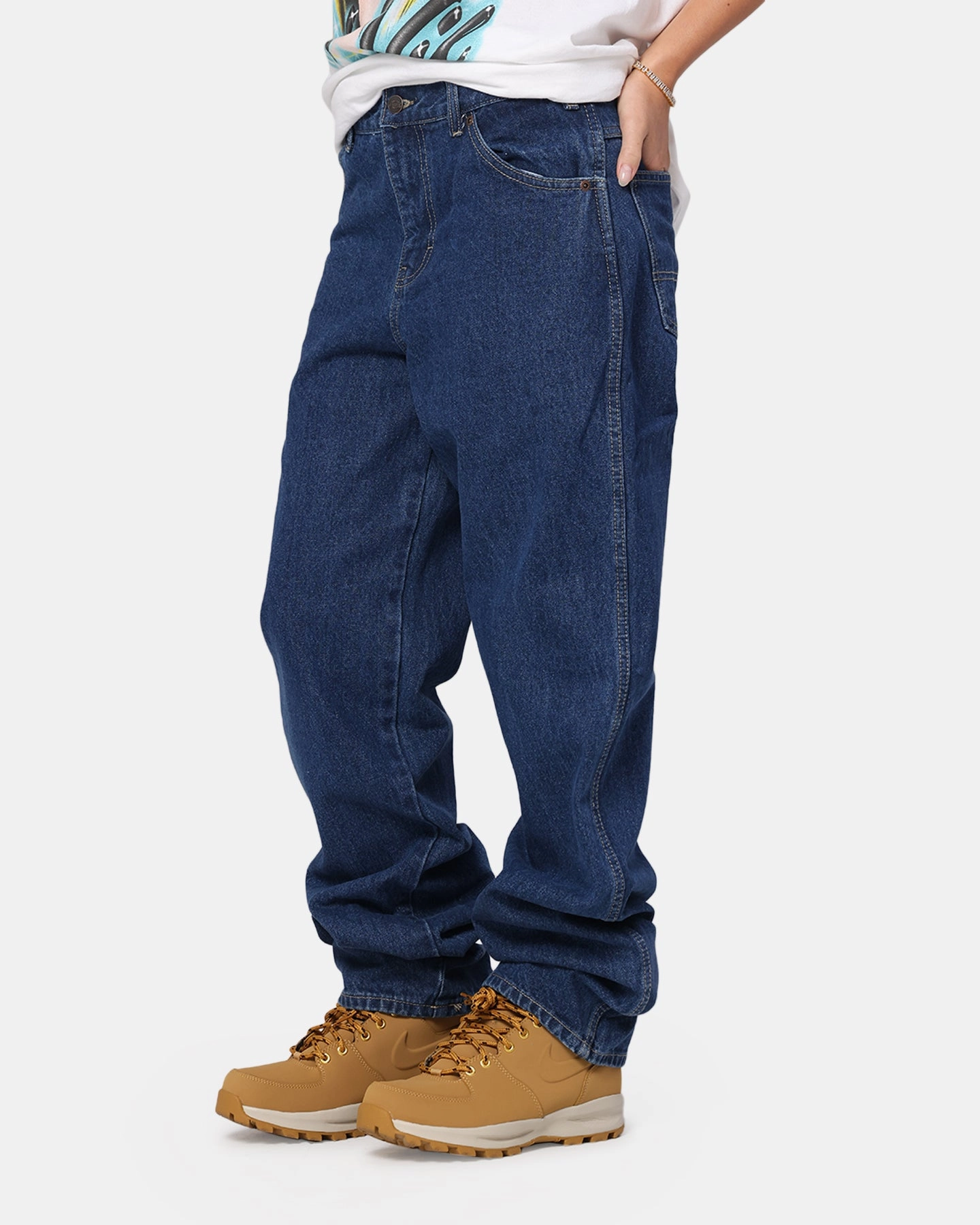 Dickies Relaxed Straight Denim Jeans Stone Washed Indigo Base Layer