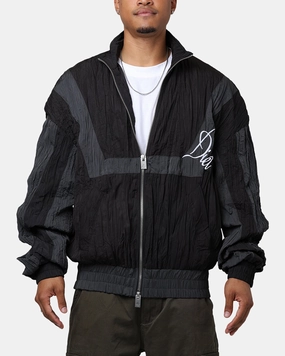 Diet Starts Monday Crinkled Nylon Track Jacket Black/Grey Vegan Investment