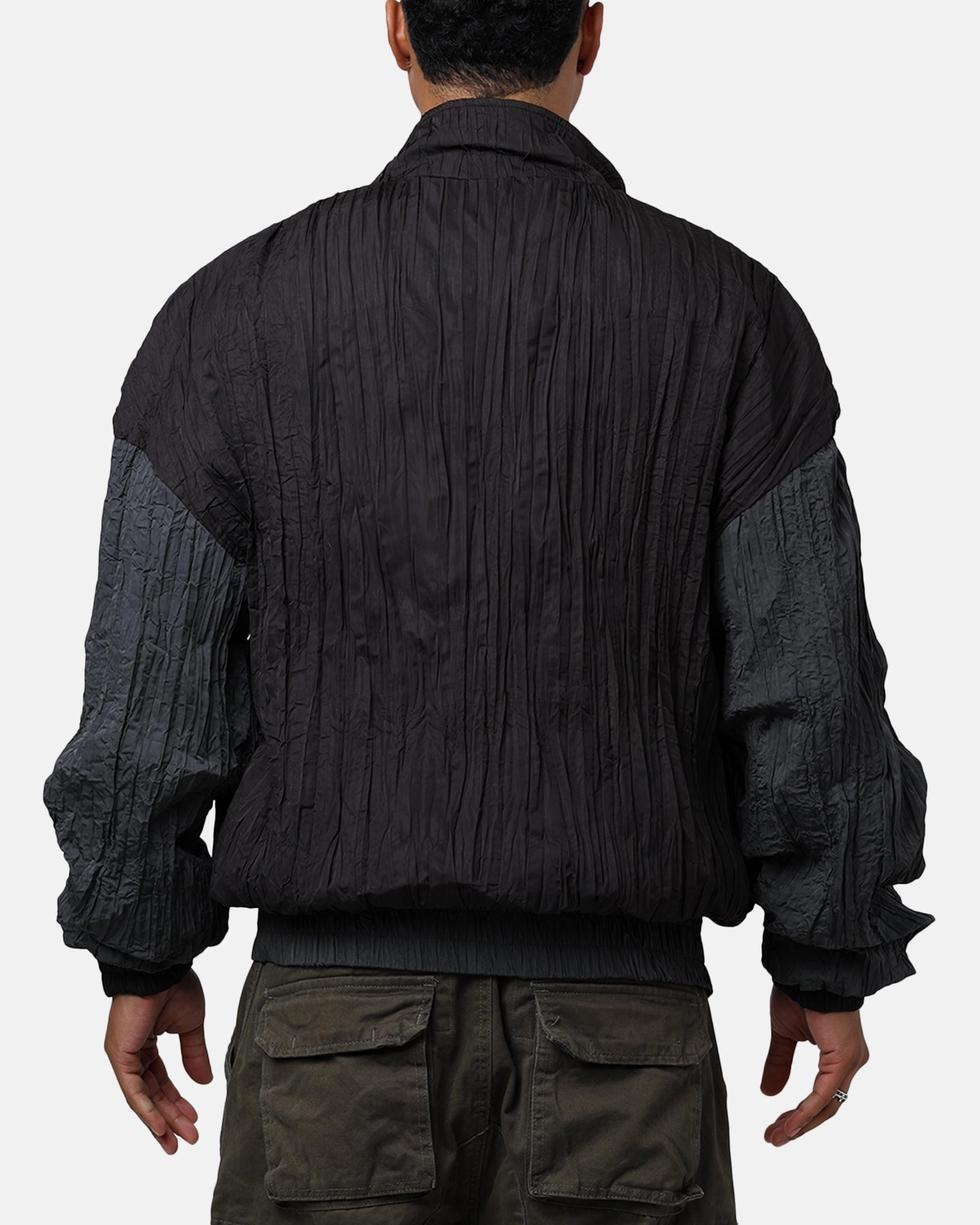 Diet Starts Monday Crinkled Nylon Track Jacket Black/Grey wedding guests Activewear