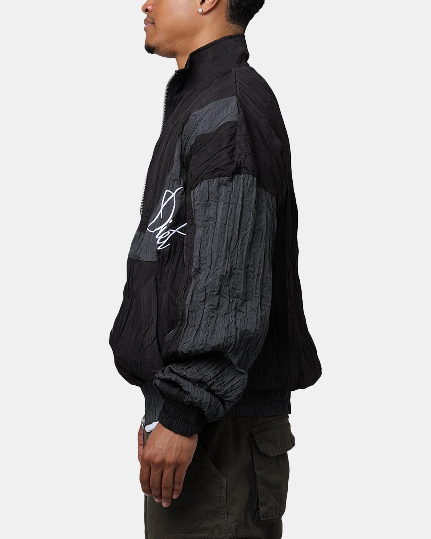 activity Smell Diet Starts Monday Crinkled Nylon Track Jacket Black/Grey