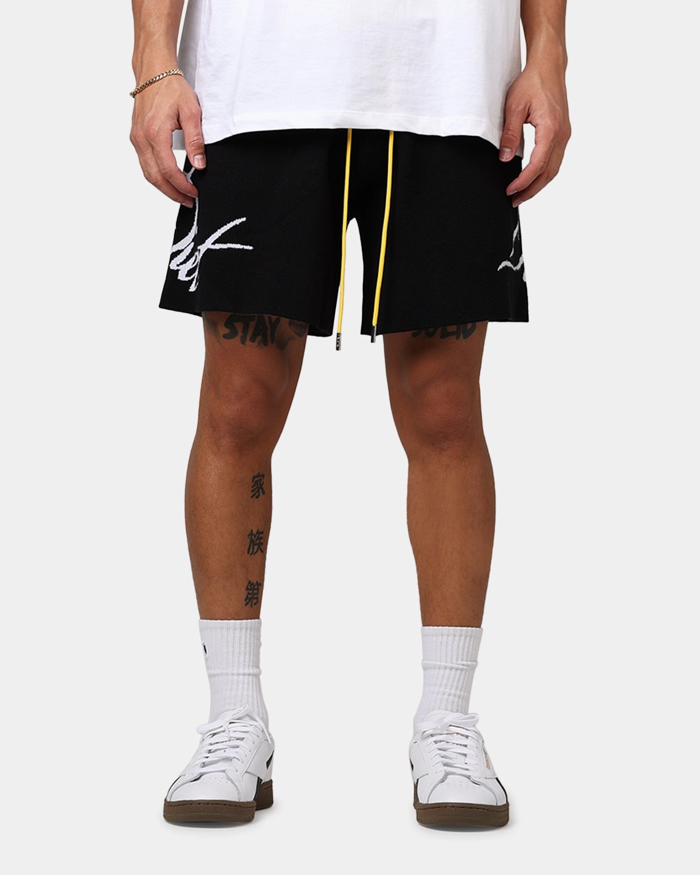 Anti Pill Surface Diet Starts Monday Knitted Script Shorts Black