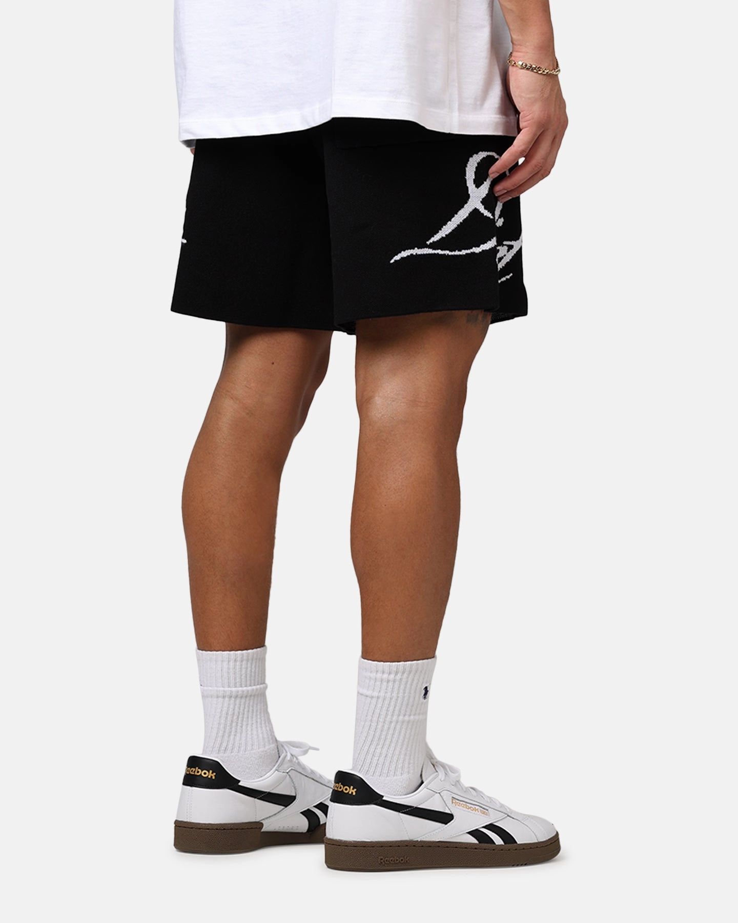 Diet Starts Monday Knitted Script Shorts Black Secure Pocket Zippers