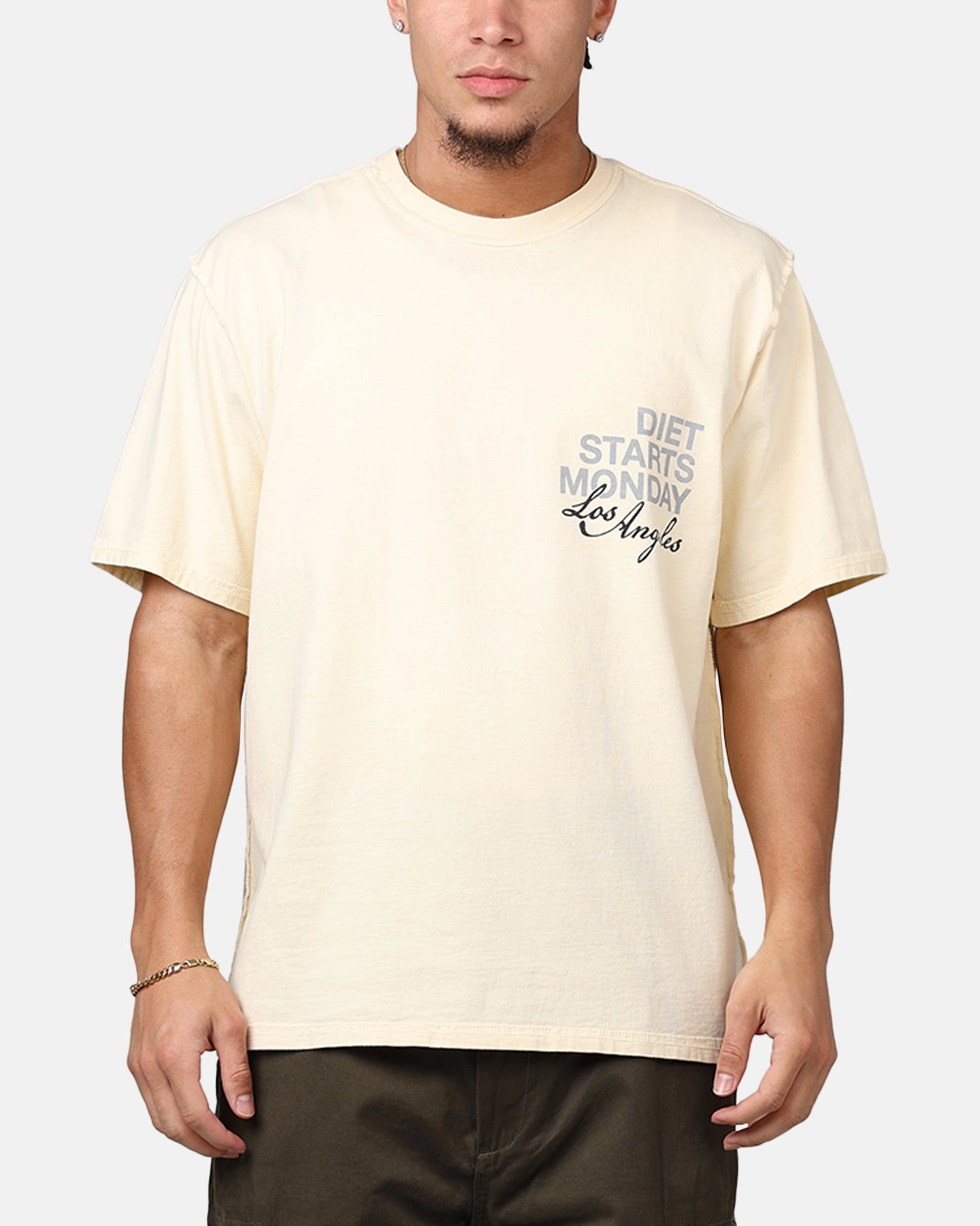 Teenager coolness Urban Streetwear Diet Starts Monday Los Angeles T-Shirt Cream