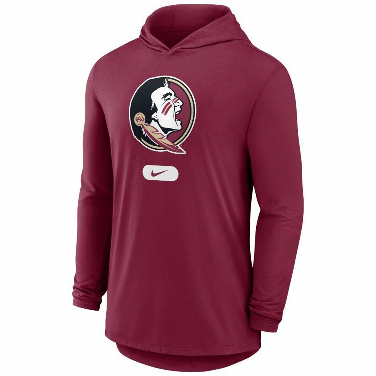 Nike Men's Seminole Logo Long Sleeve Lightweight Hooded Tri-blend T-shirt - Garnet Outdoor Trend Look