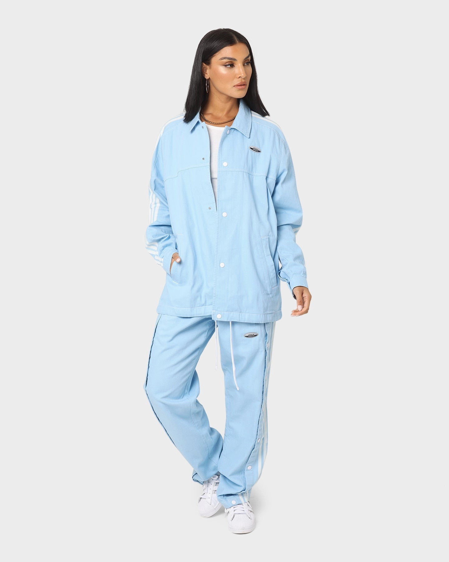 Bright Tones Versatile Protection Adidas Denim Jacket Clear Blue