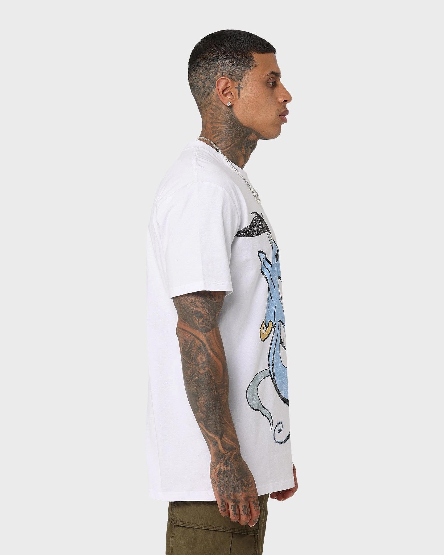 Layered Look Basic Wardrobe Piece Disney Genie Vintage T-Shirt White