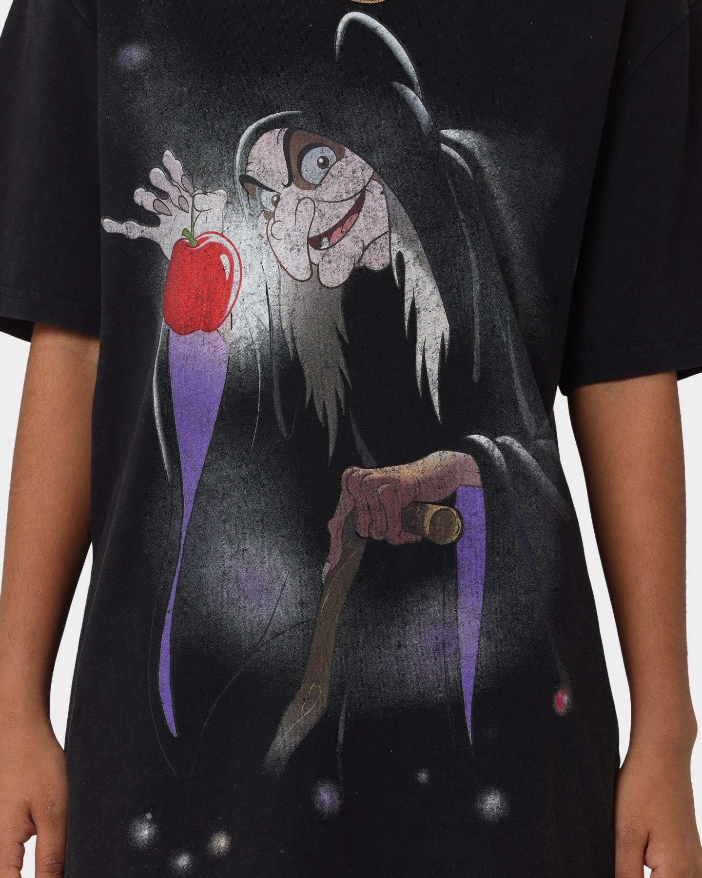 Disney Snow White Vintage T-Shirt Washed Black Plus Size Layered Sleeve