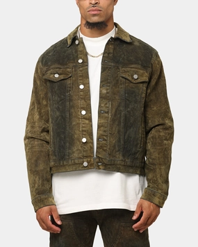 Bond High Collar Style MNML SL3 Suede Jacket Olive/Black