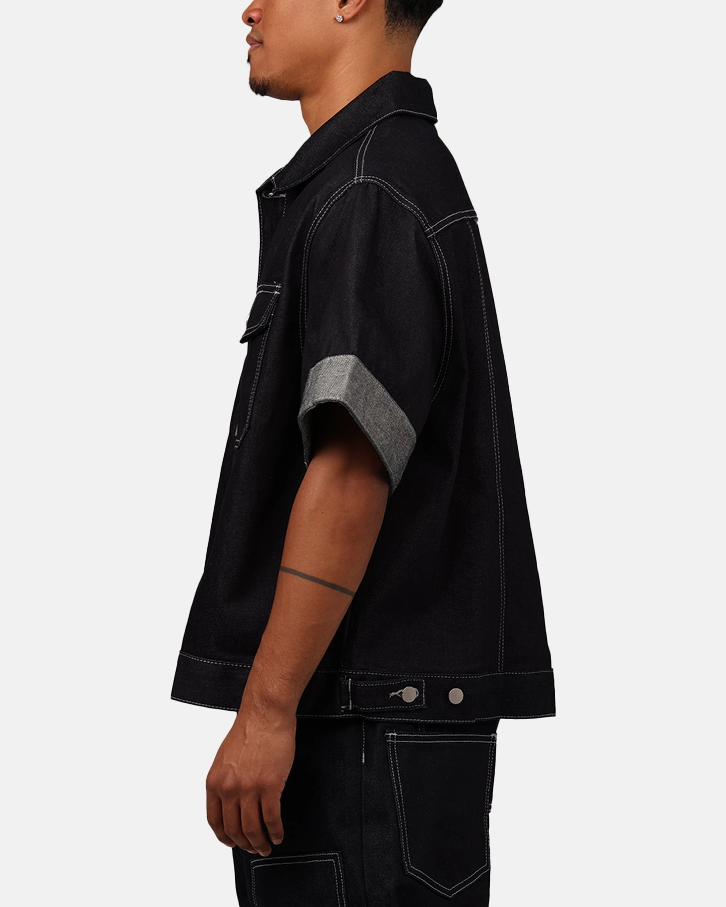 MNML Raw Denim Short Sleeve Jacket Blue Functional Wear