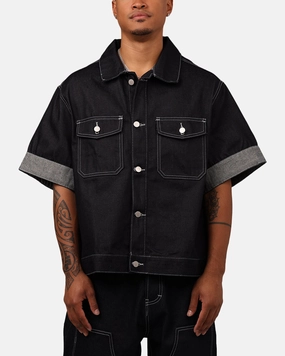 Floss snowy MNML Raw Denim Short Sleeve Jacket Blue