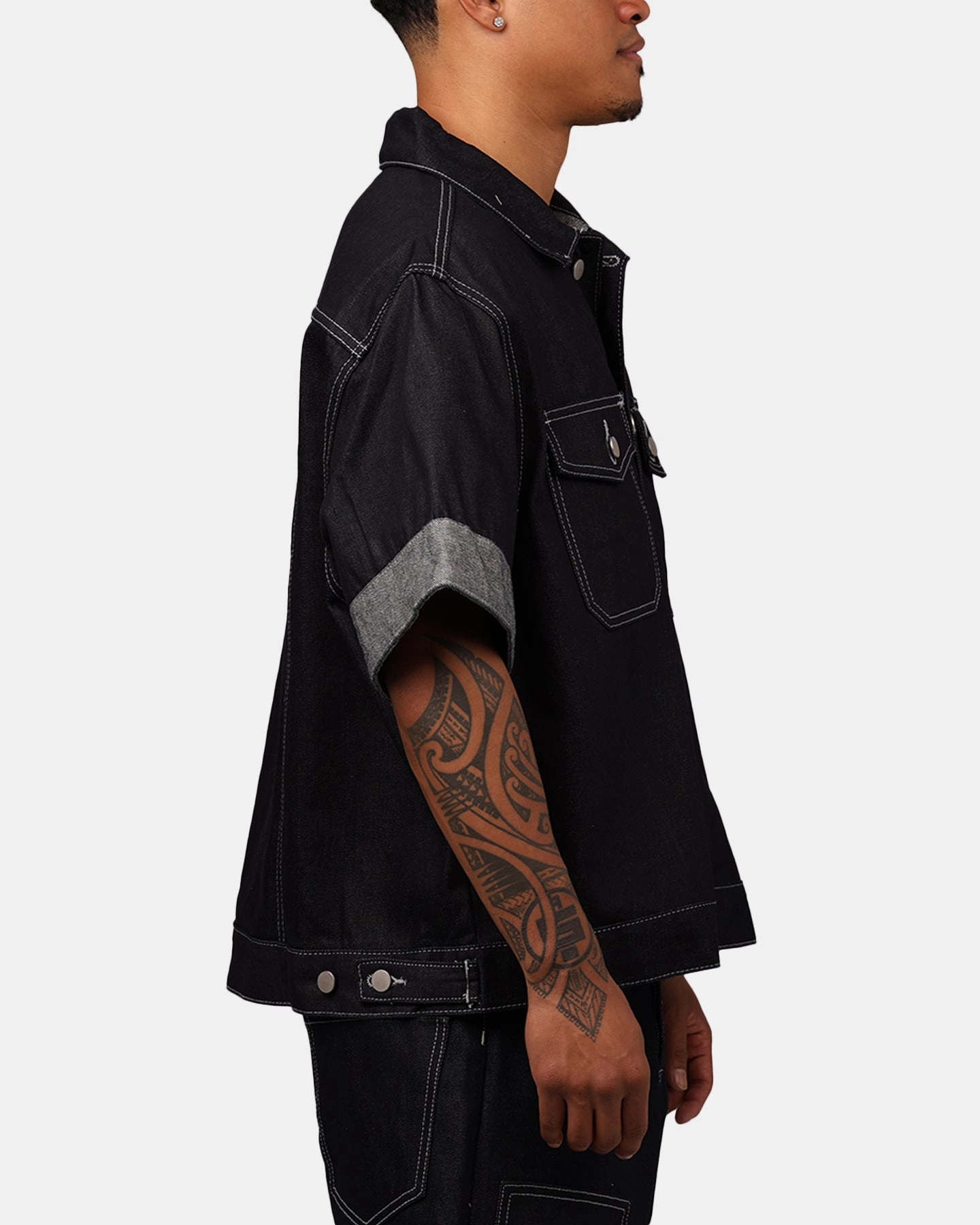 MNML Raw Denim Short Sleeve Jacket Blue City Streets Street Function