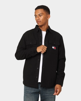 Tommy Jeans TJM Sherpa Lined Overshirt Black afternoon Multipanel Construction