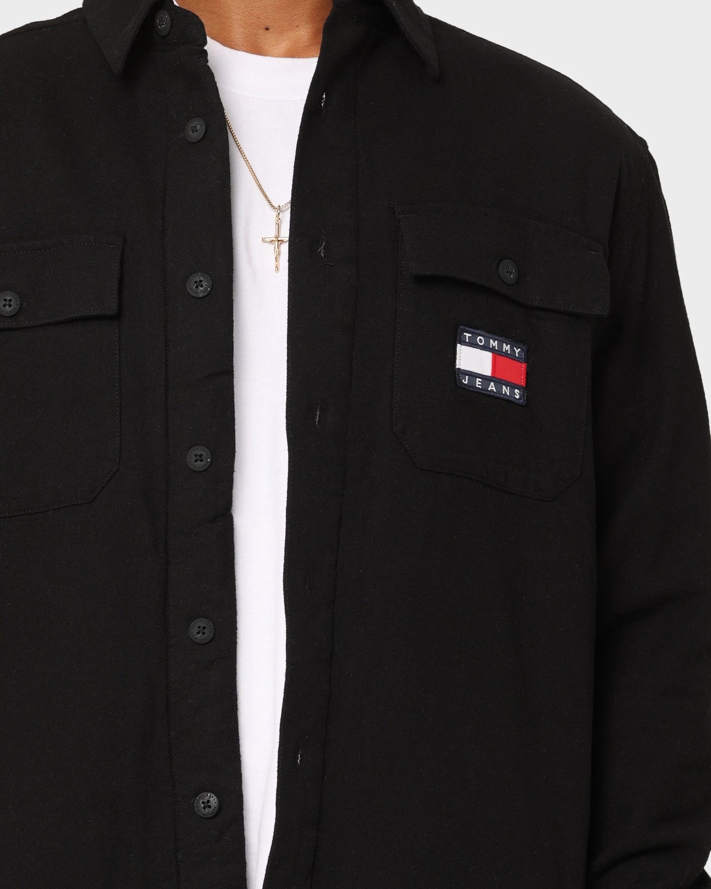 Raglan sleeves Adaptive Temperature Control Tommy Jeans TJM Sherpa Lined Overshirt Black