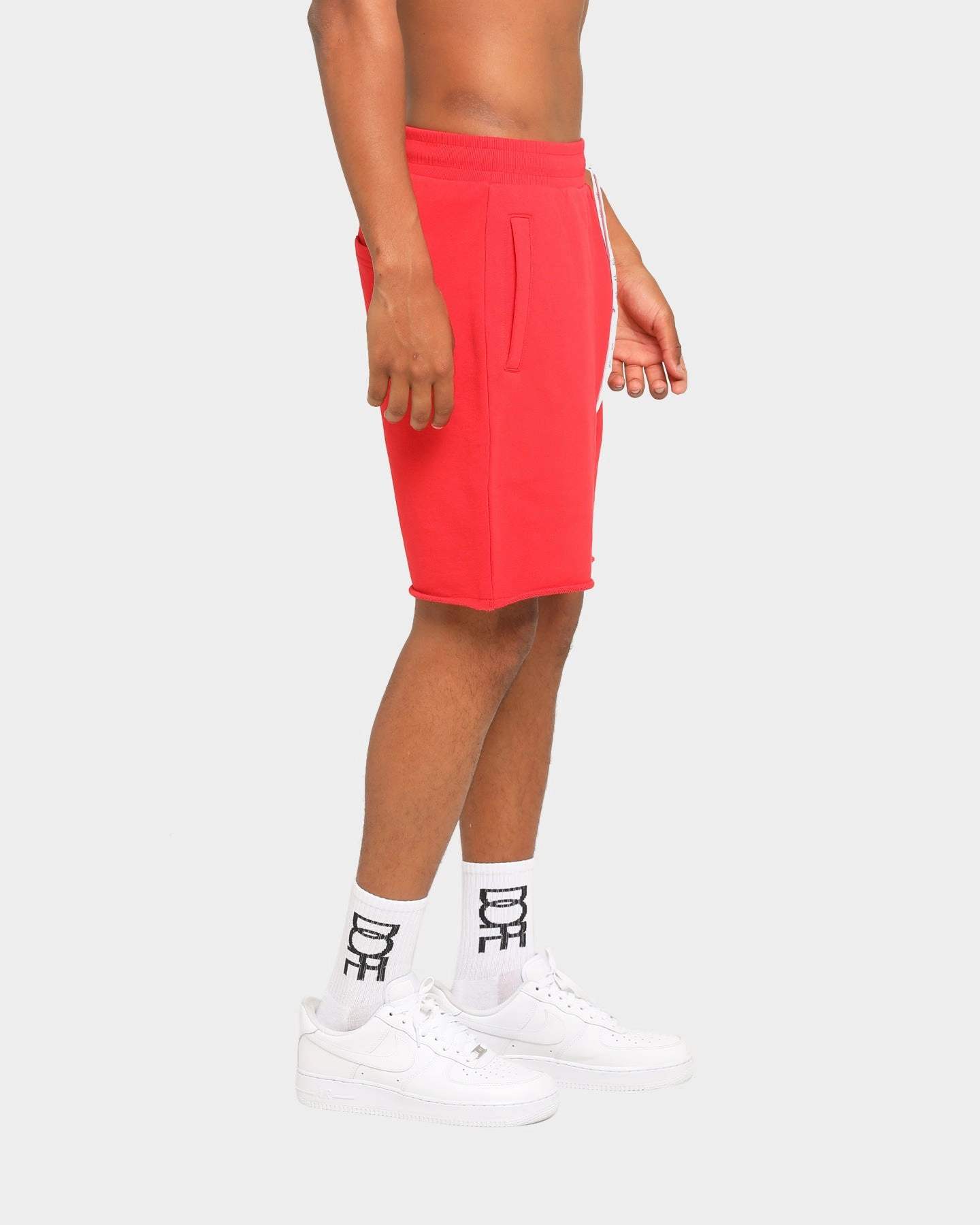 skateboarding outfit Anti Pilling Technology DOPE Raw Fleece Shorts Red