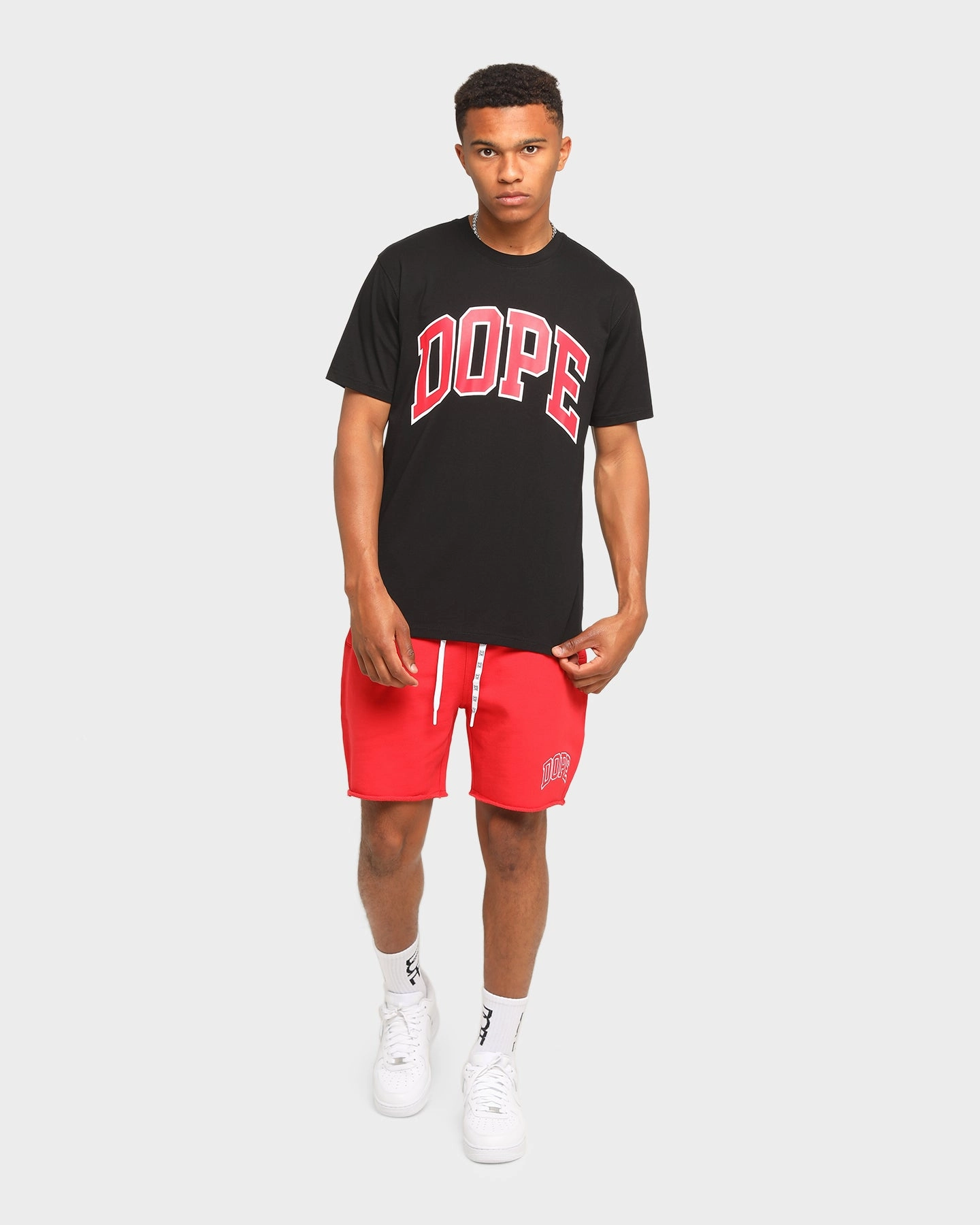 Relaxed Vibe Recycled Elastic Trim DOPE Raw Fleece Shorts Red