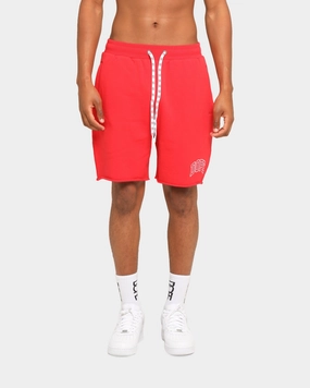 DOPE Raw Fleece Shorts Red checkered pattern