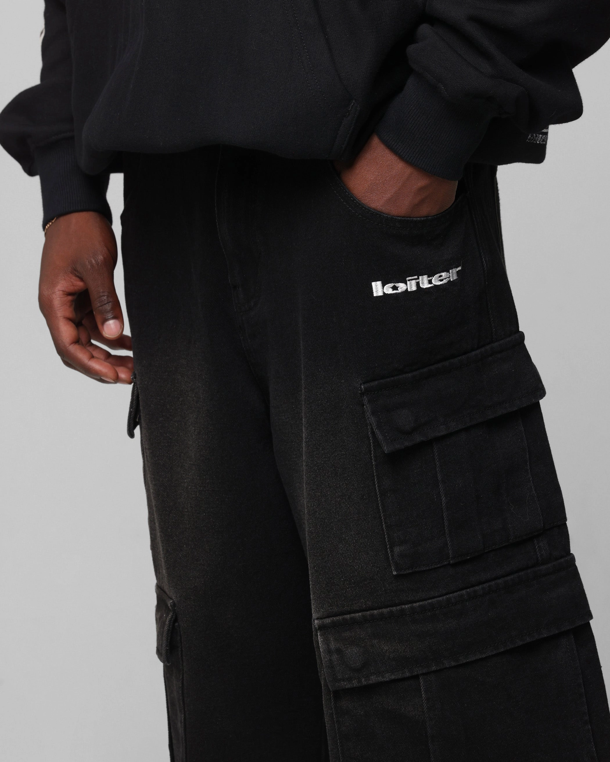 Beach essential Snowboarding Gear Loiter 3 Quarter Pants Washed Black