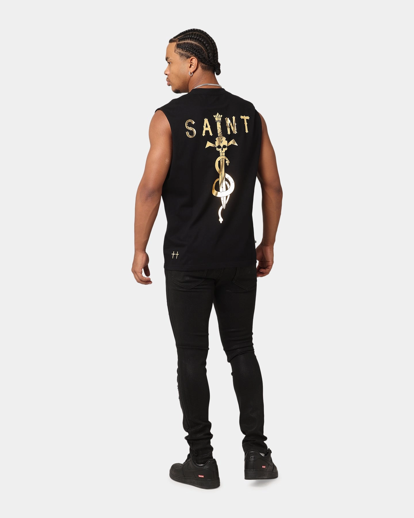 Saint Morta Daggers Oversized Muscle T-Shirt Black/Gold Everyday Comfort Style Luxury clothing