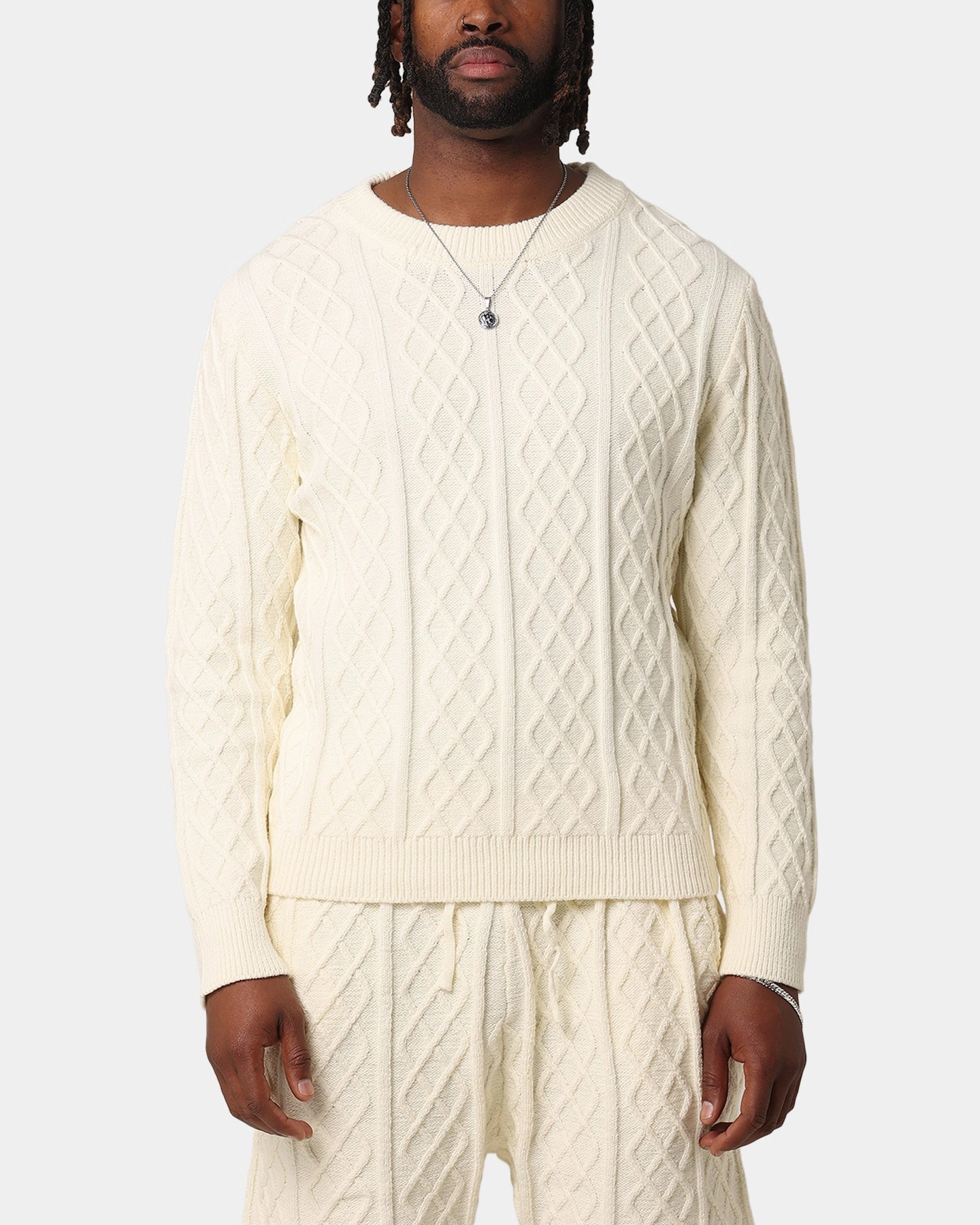 XXIII Lucas Cable Knit Sweater Cream Detachable Layers Seamless construction