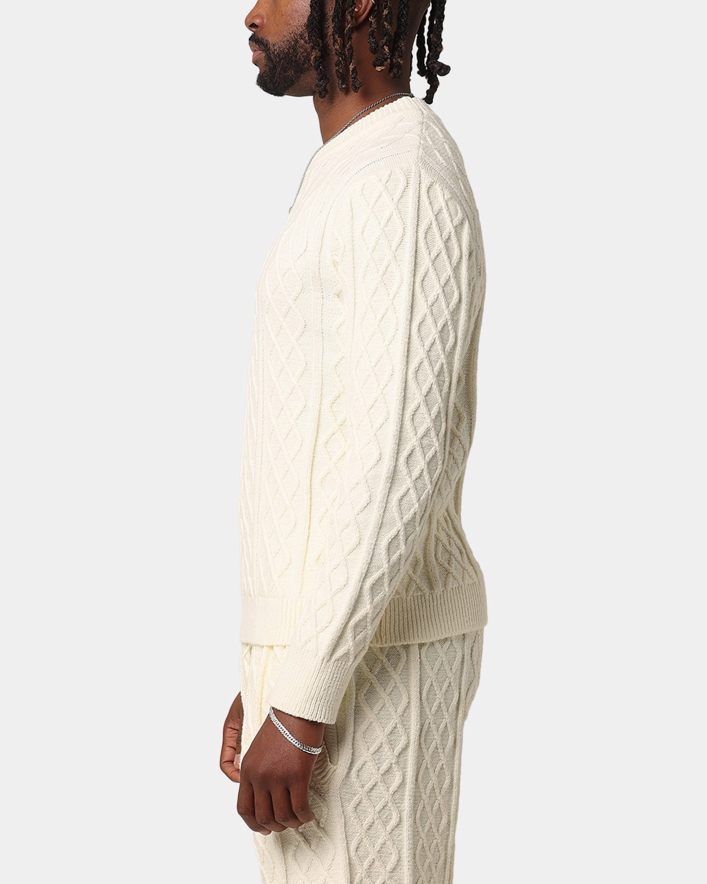 Double Stitch Reinforcement XXIII Lucas Cable Knit Sweater Cream