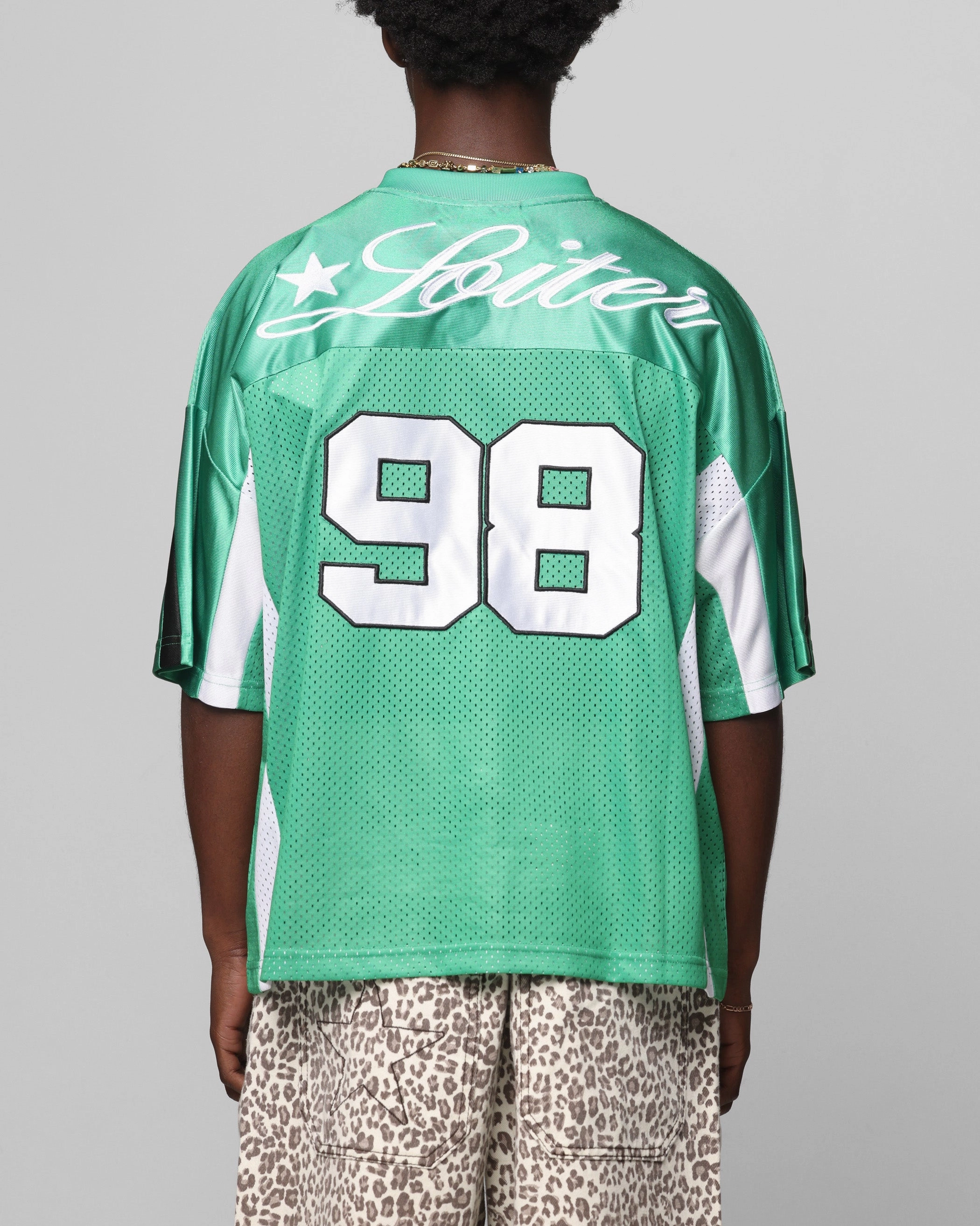 Wicking Performance Fabric Loiter End Zone Jersey Green