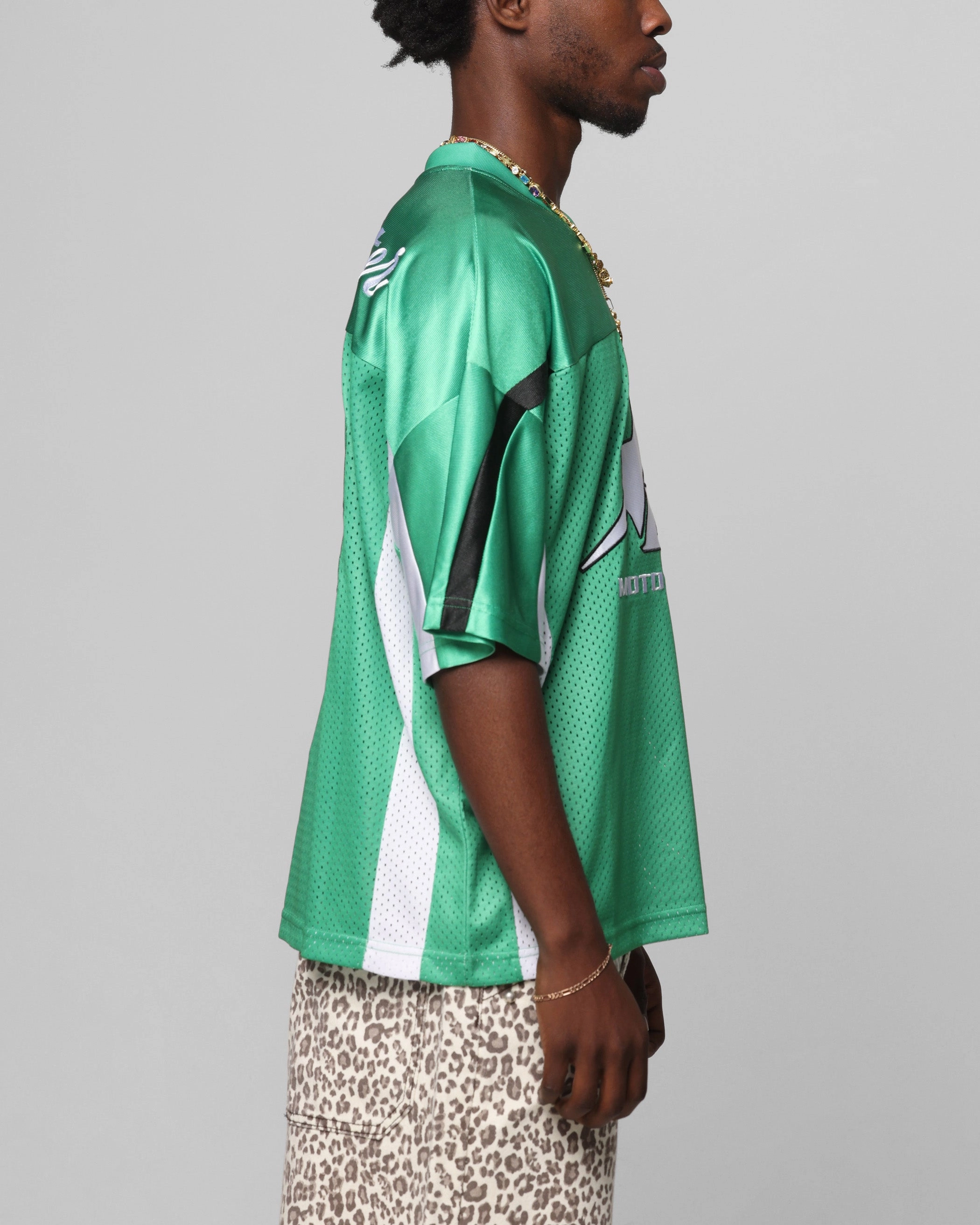 Quick Evaporation Knit Athletic Ribbed Cuffs Loiter End Zone Jersey Green