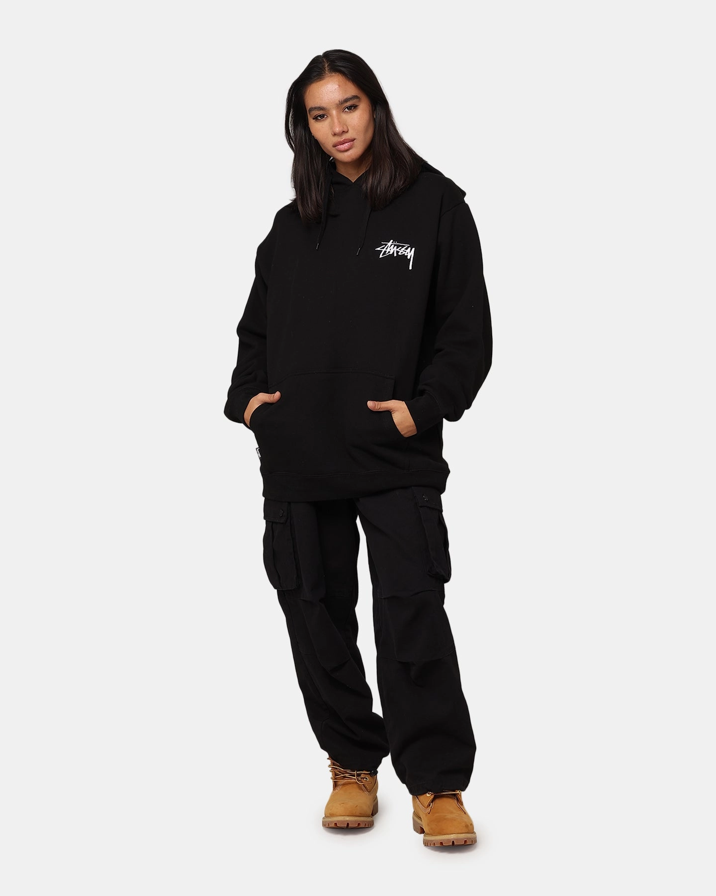 St??ssy 8 Ball Chenille Hoodie Black Layer Essential Moisture Wicking Liner