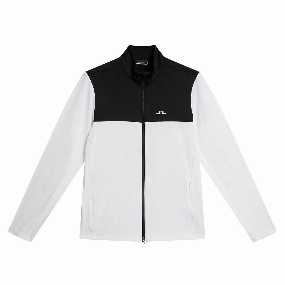 J.Lindeberg Banks Mid Layer Golf Jacket White - SS24 Men Comfort Stretch Fabric