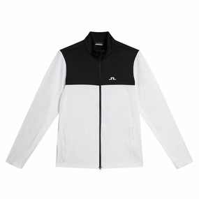 J.Lindeberg Banks Mid Layer Golf Jacket White - SS24 Men Recycled Material Blend MultiPocket Configuration
