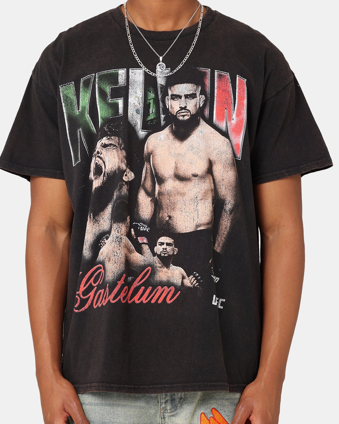 UFC By Goat Crew Kelvin Gastelum Vintage T-Shirt Black Wash VintageWash RelaxedFit