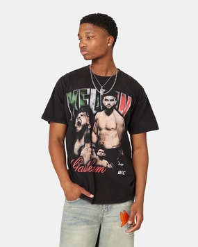 UFC By Goat Crew Kelvin Gastelum Vintage T-Shirt Black Wash Non Shrink Material Chic Wear