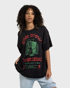 Goat Crew Kebab Shop Vintage T-Shirt Black Wash Plus Size OekoTexCertified