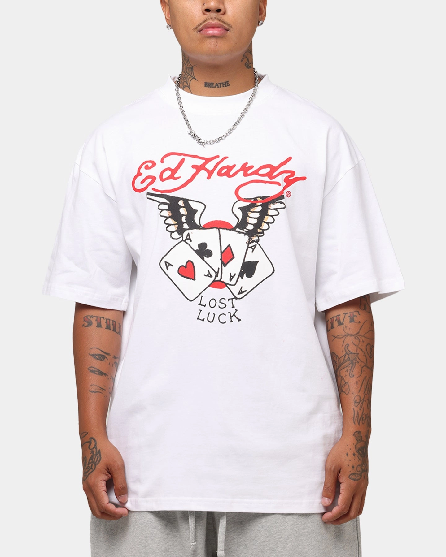 Ed Hardy Lost Luck T-Shirt White SoftTouchFinish