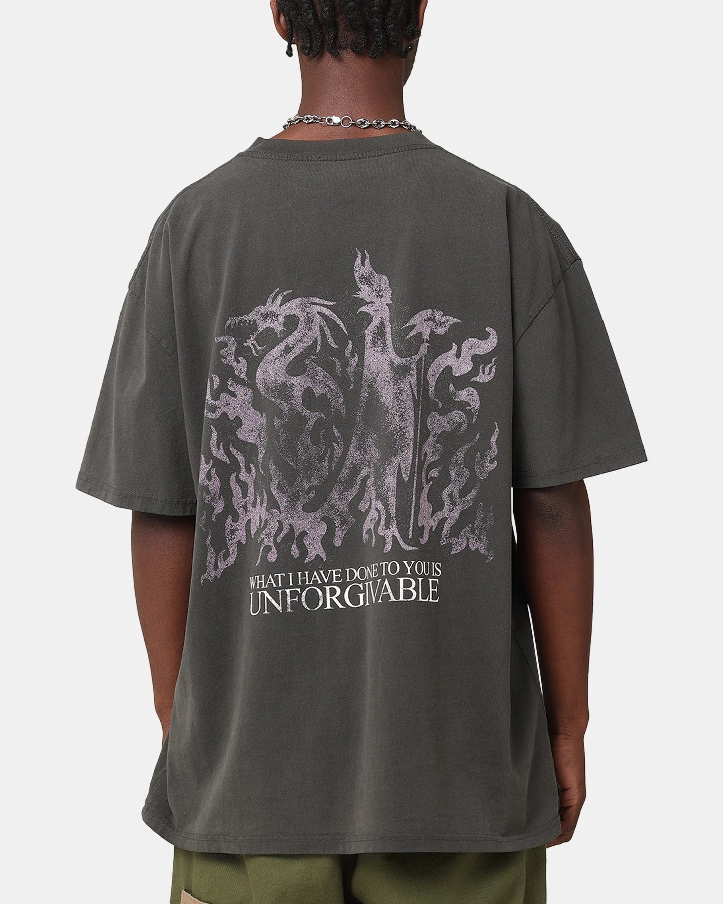 Retro nostalgia Anti-pilling American Thrift Disney Maleficent Heavyweight T-Shirt Black Wash