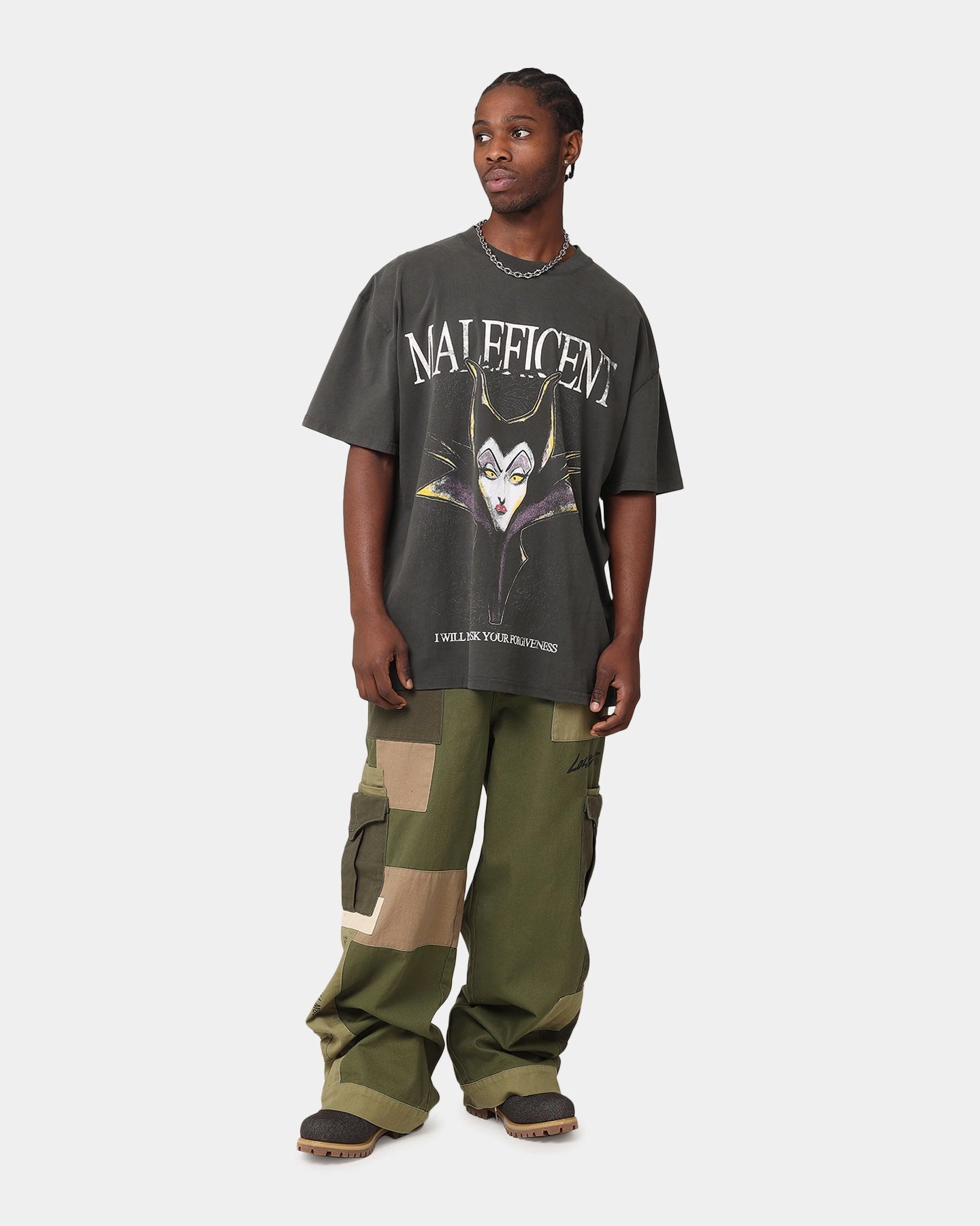 Urban Look Flexible Fit American Thrift Disney Maleficent Heavyweight T-Shirt Black Wash