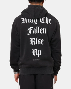 Saint Morta Fallen Rising Boxy Hoodie Vintage Black Eliminate