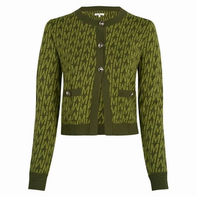 Malbon Charlotte Cardigan Golf Sweater Olive Multi - FW24 Women Double Layered Hood