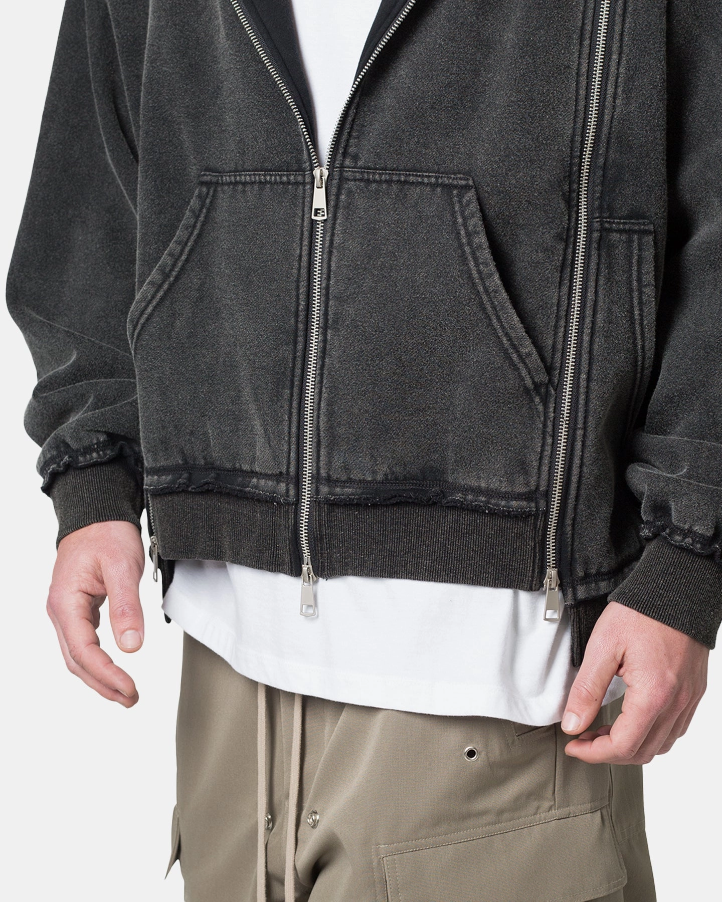 Mascara Smell MNML Dual Zipper Hoodie Washed Black