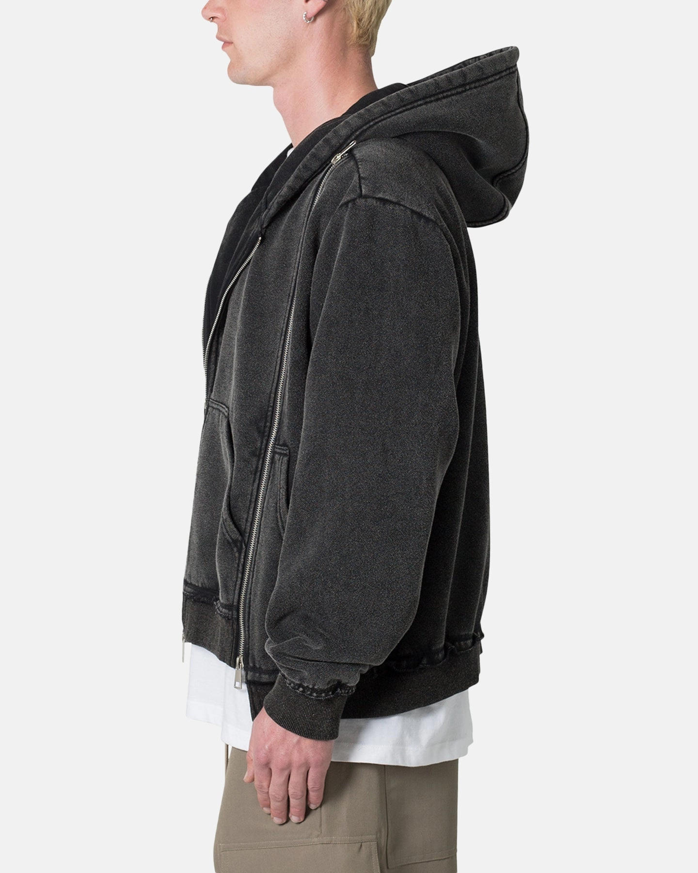 MNML Dual Zipper Hoodie Washed Black online purchase