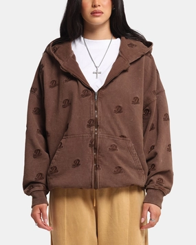 AntiStatic Treatment State - of - the - art Dreamville Logo All Over Zip Hoodie Brown