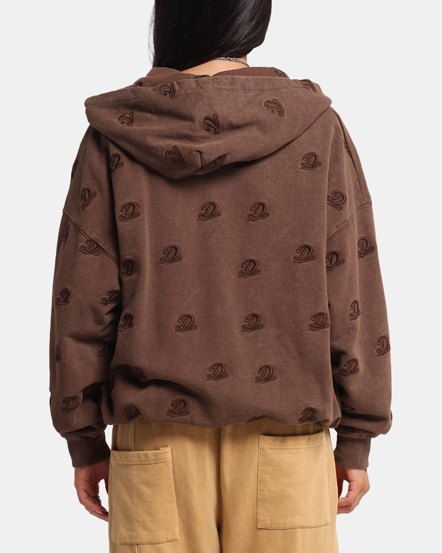 Dreamville Logo All Over Zip Hoodie Brown corrosion - resistance test passed