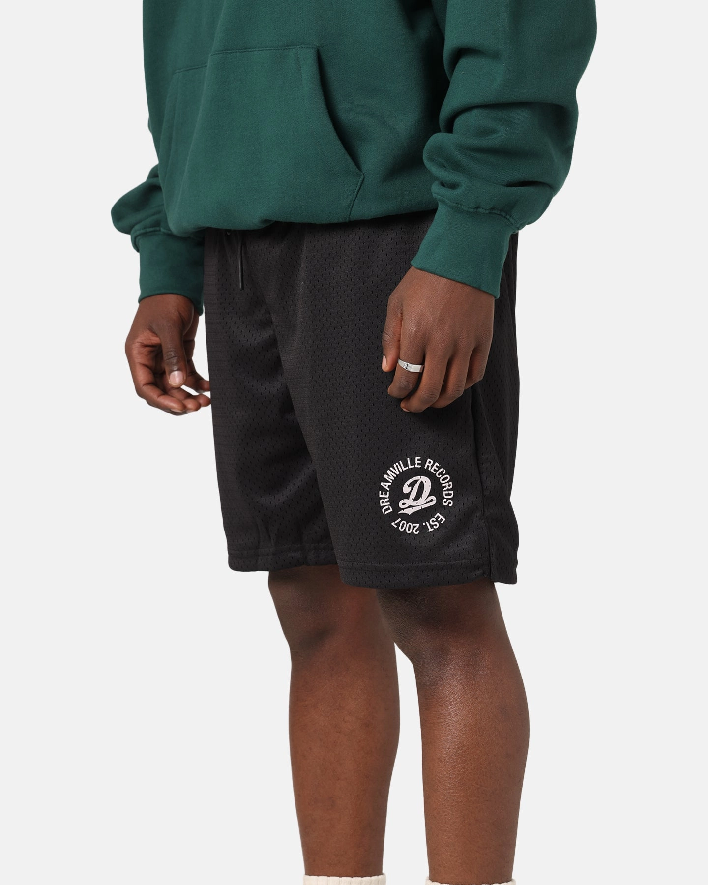 Eco Certified Dye Dreamville Records Mesh Shorts Black Mesh