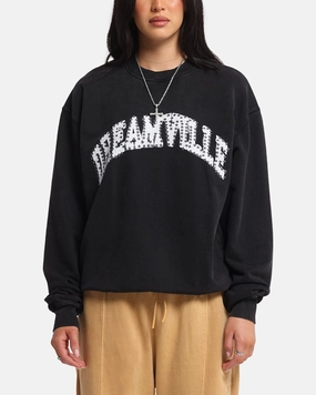 WaterRepellentExterior Laser Cut Airflow Vents Dreamville Stars Crewneck Black