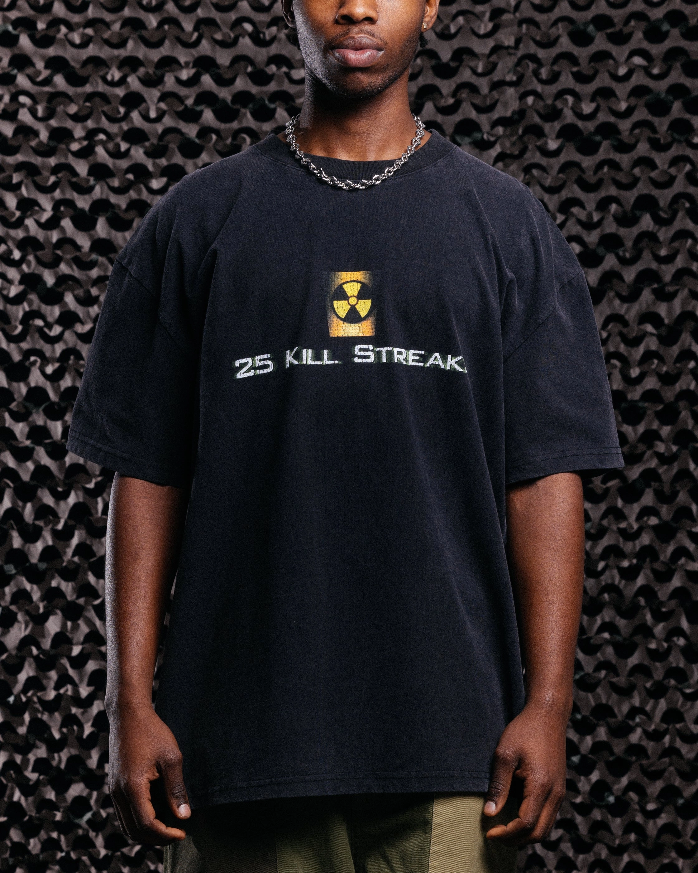 Modern Twist Active Layering Goat Crew X Call Of Duty Modern Warfare 25 Streak Vintage T-Shirt Black Acidwash