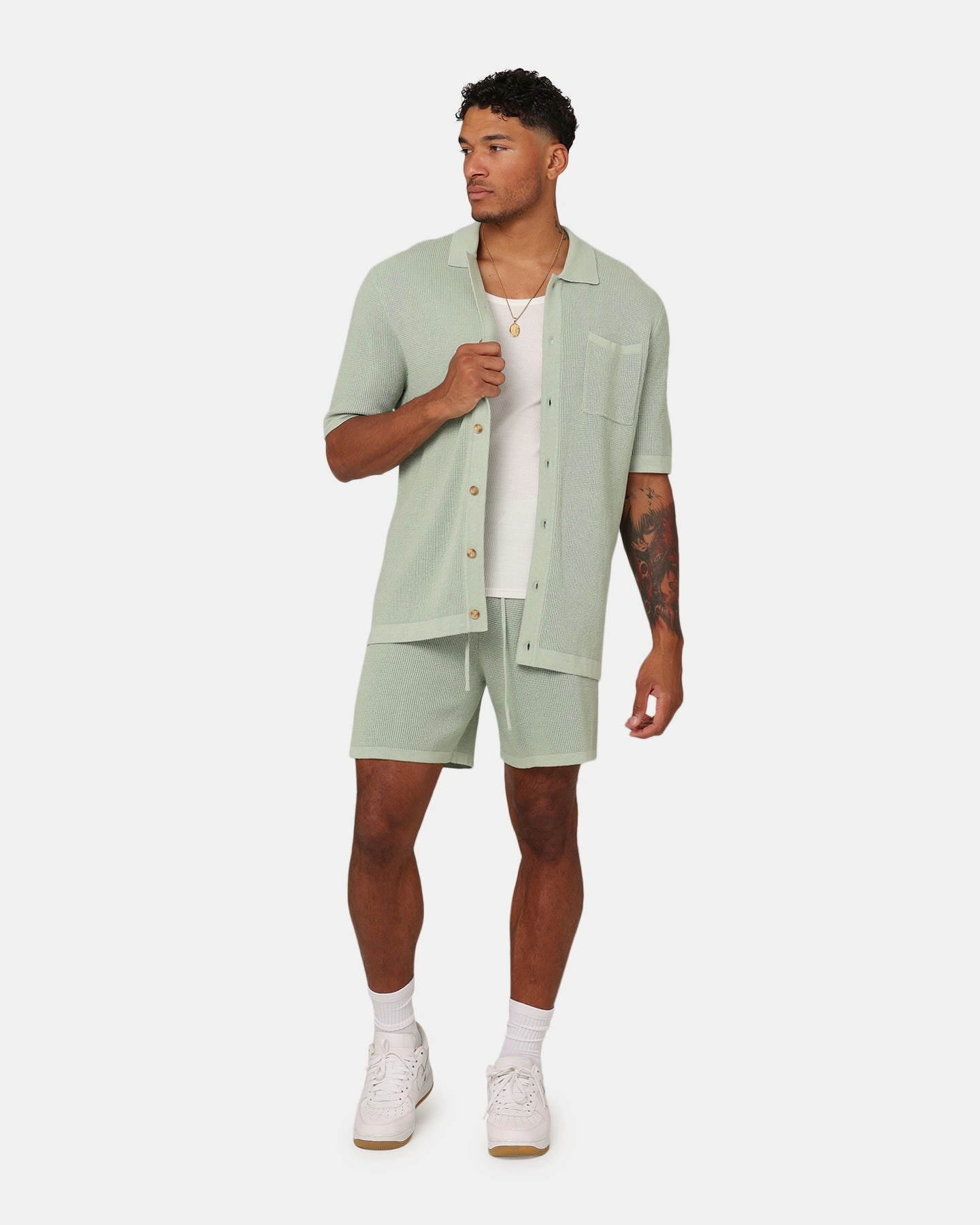 Petite Fit XXIII Zyair Knit Rib Shorts Sage