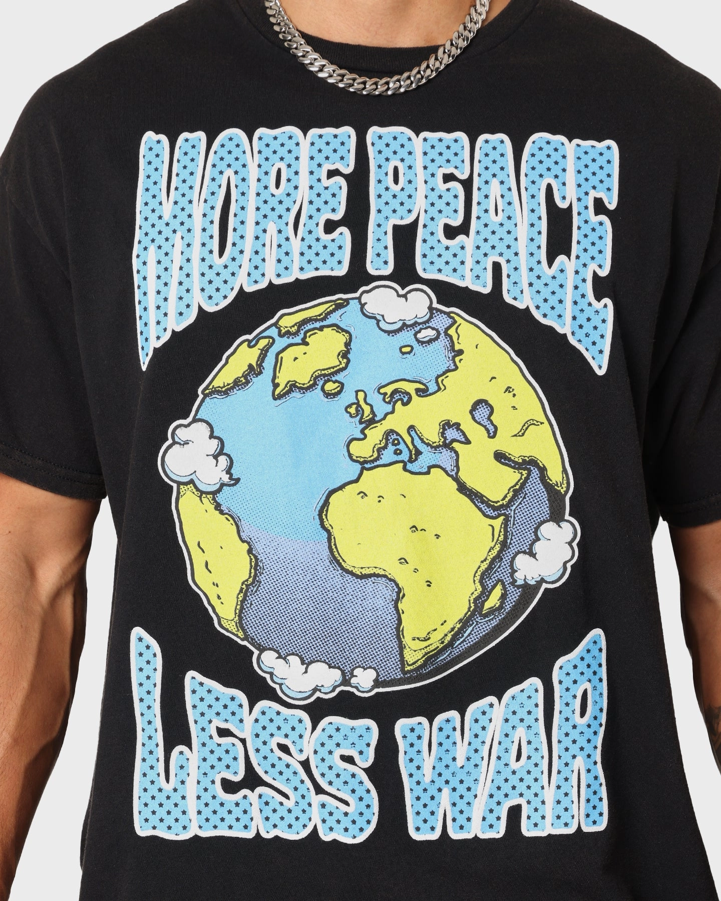 Goat Crew More Peace Less War Vintage T-Shirt Washed Black Classic Wear Effortless Comfort Wear