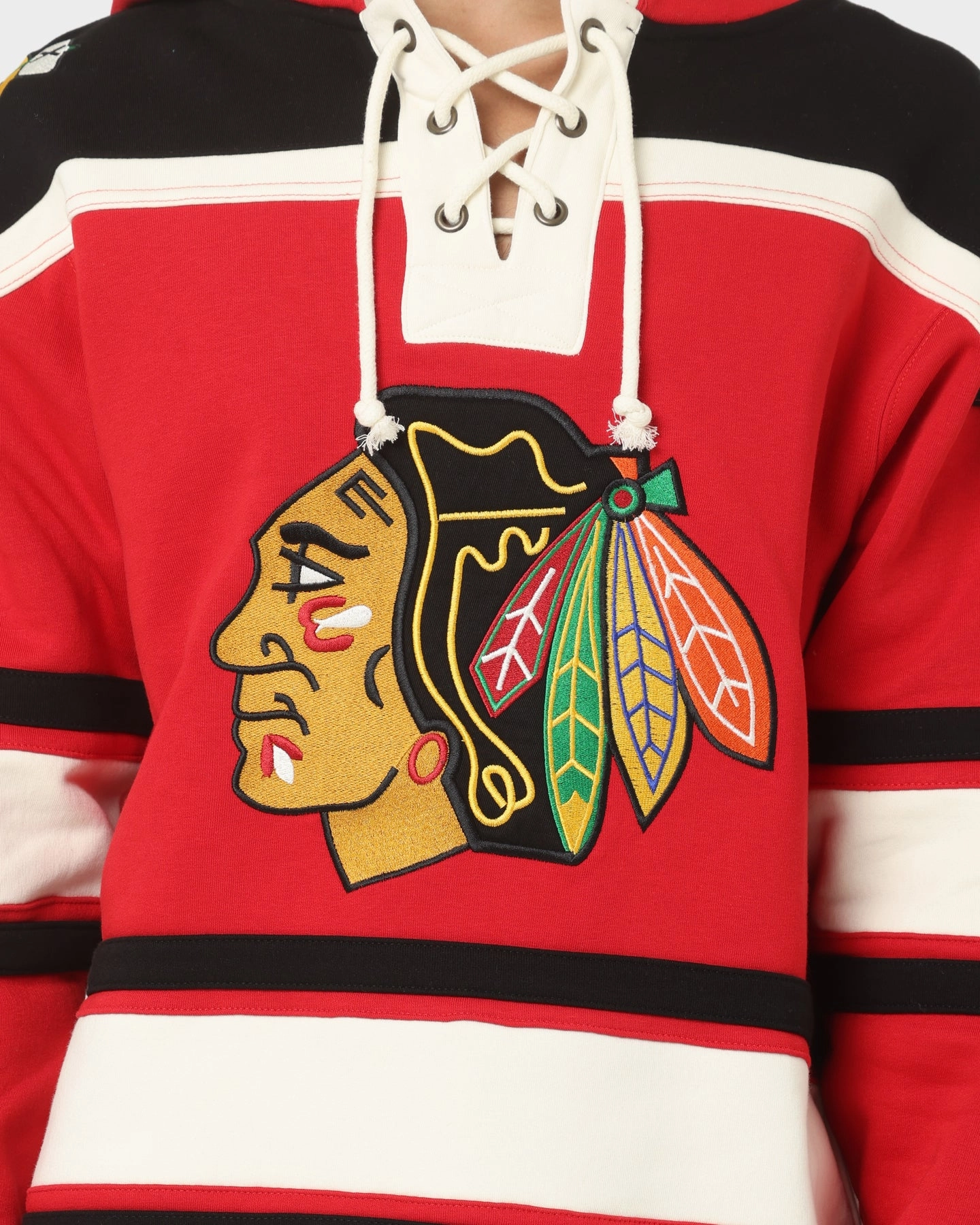 Denim Rack 47 Brand Chicago Blackhawks Superior Lacer Hoodie Red